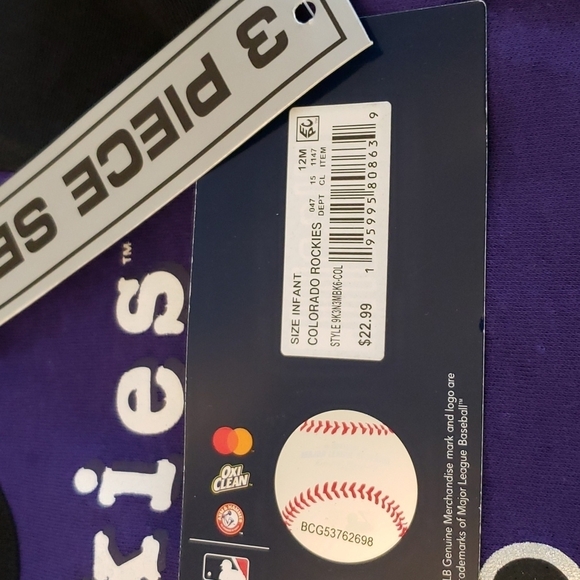 Colorado Rockies 3 Piece Onesie Set Size 12M - Picture 5 of 6